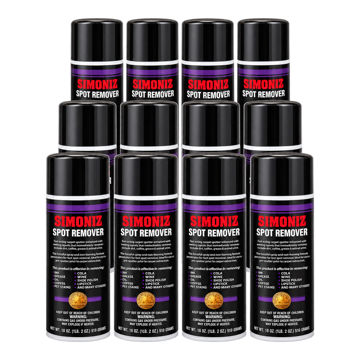 Twelve cans of Simoniz Spot Remover