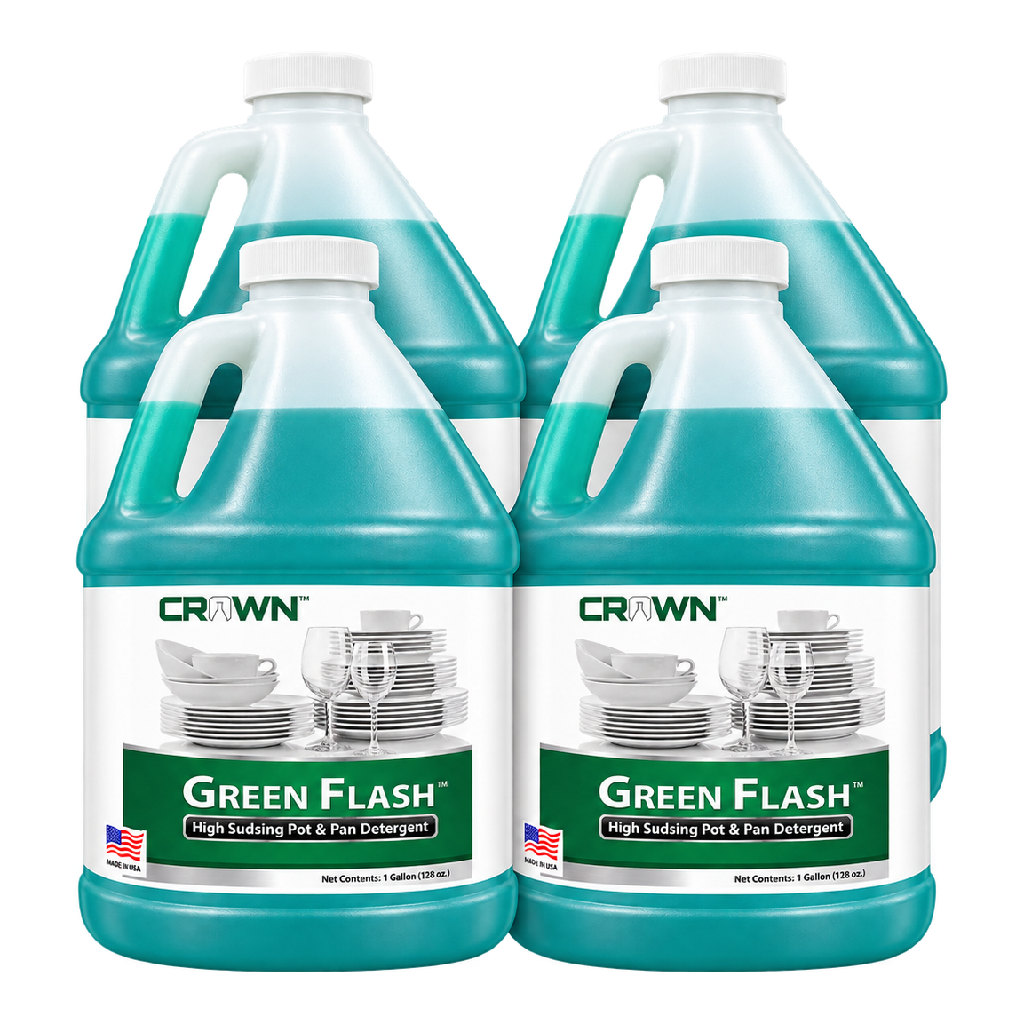 Four 1-gallon jugs of Crown Green Flash
