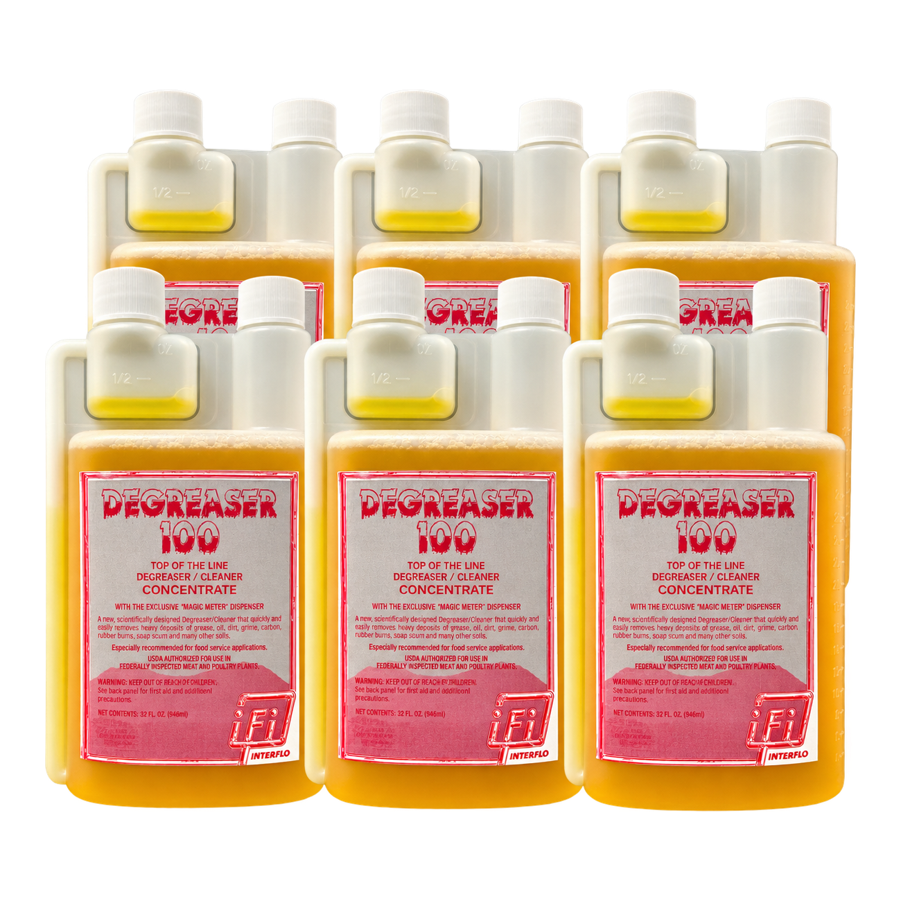 Six 32 oz bottles of Degreaser 100