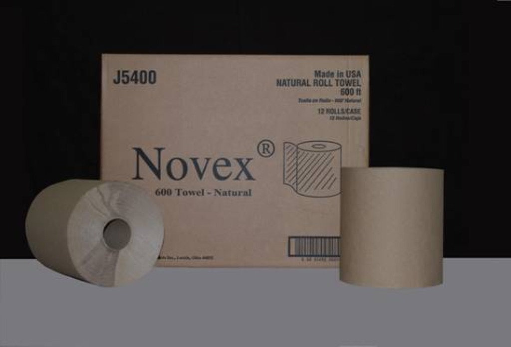 Novex Natural Kraft Roll Towel 7 7/8 in x 600 ft, 12 Rolls