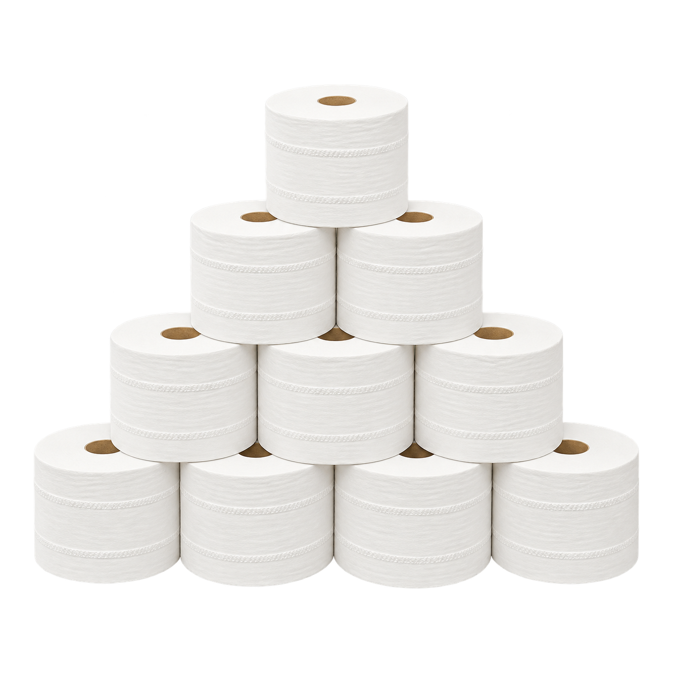 Bedford small core bath tissue rolls stacked