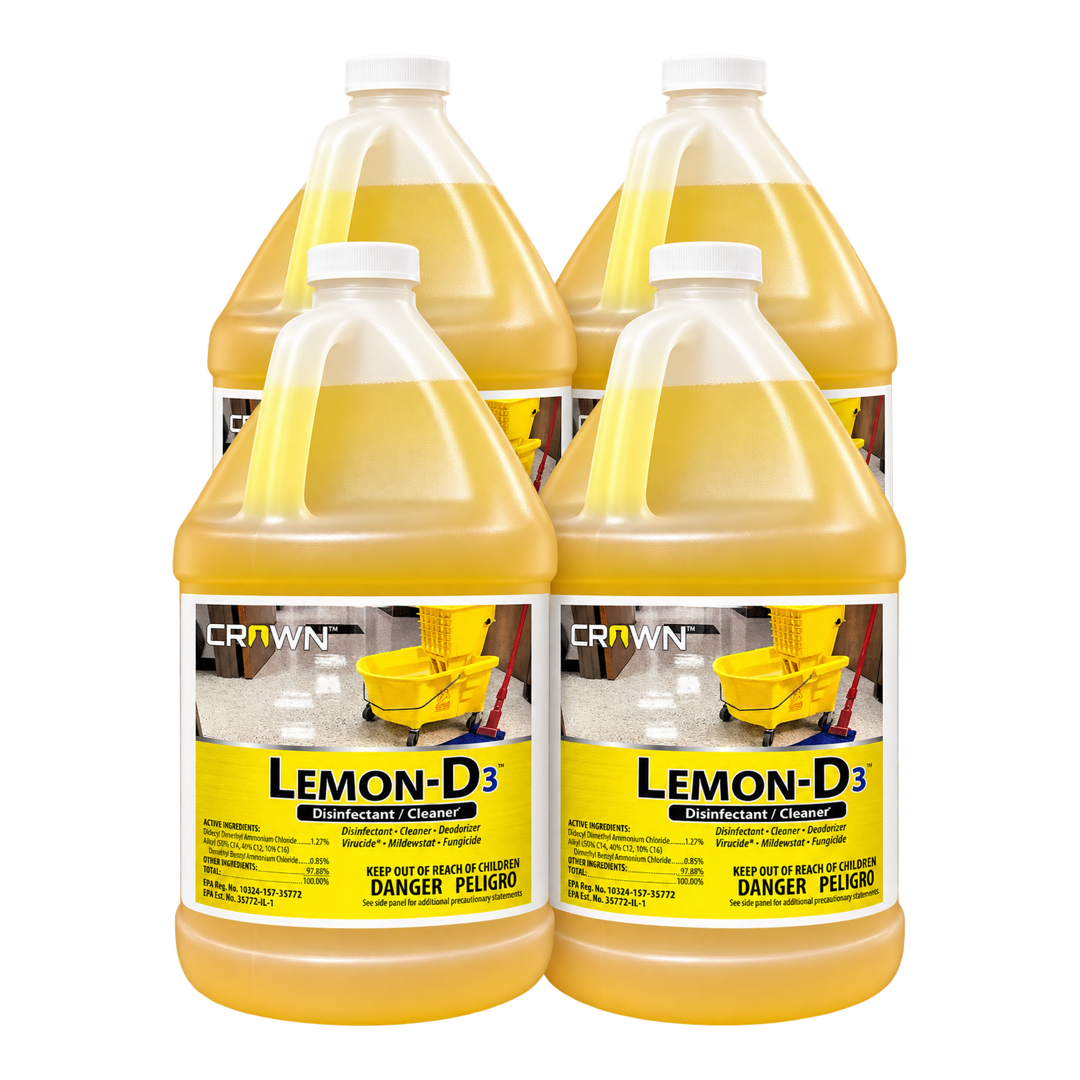 Four 1-gallon jugs of Crown Lemon-D3