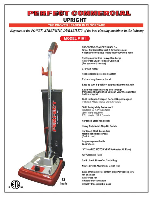 Perfect Commercial Upright Vacuum with Magnet