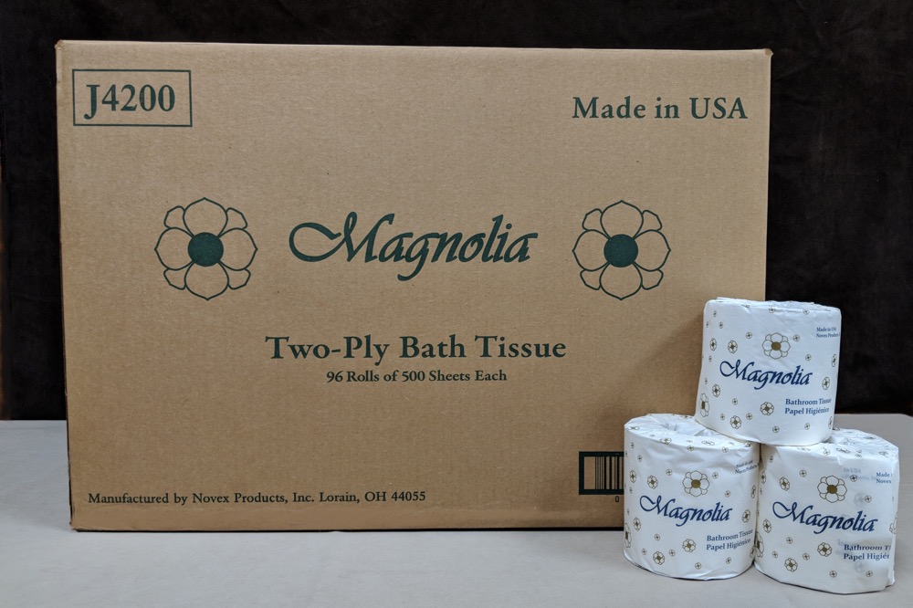 96x500 2ply virgin TP, Sheet size of 4.3x3.3